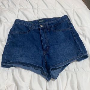 Dark Washed Blue Denim Shorts